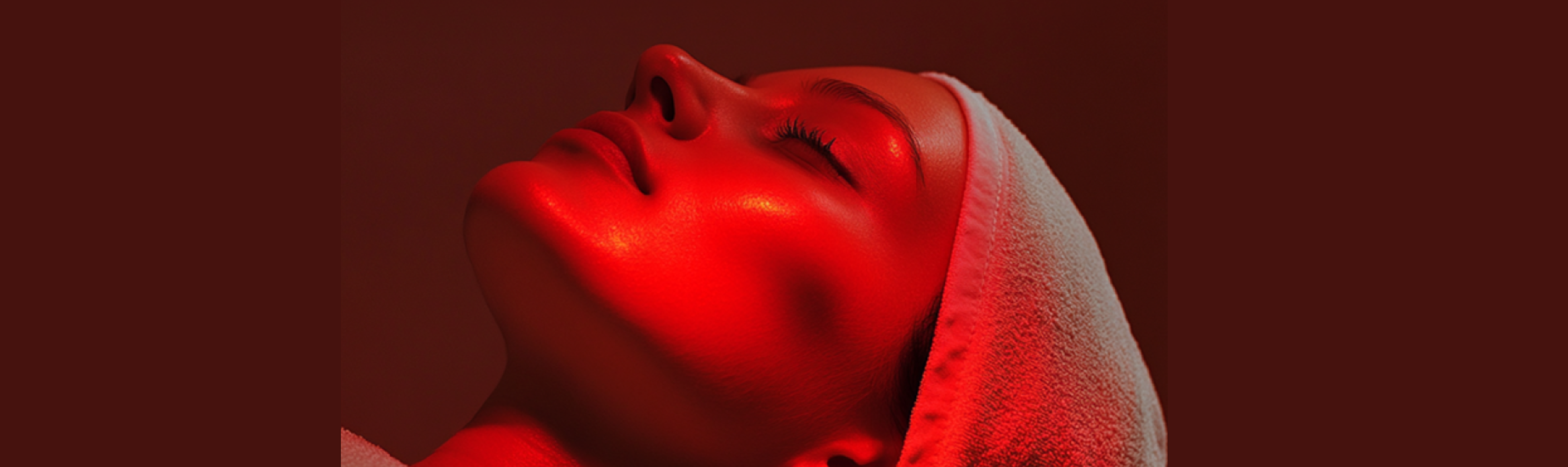 woman using red light LED therapy