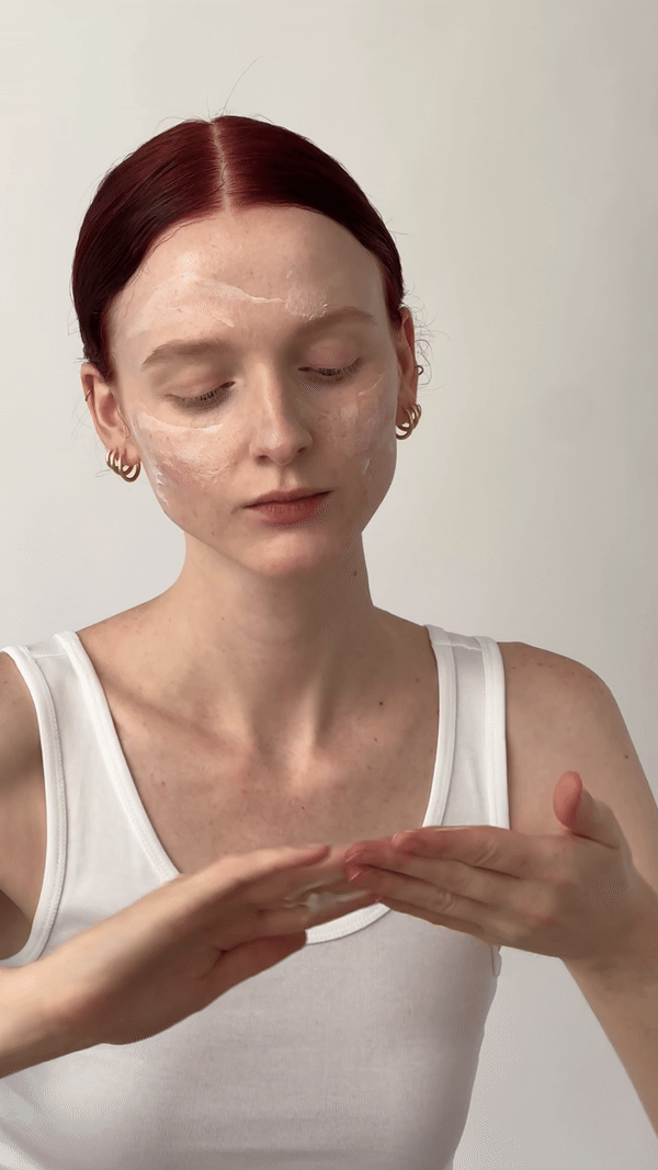 video of woman applying TRNR Skin's Prebiotic Nourishing Moisturizer