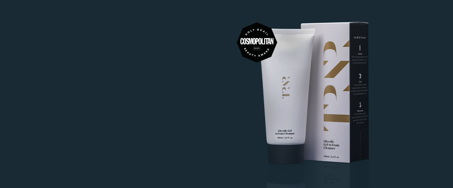 TRNR Skin's COSMO Holy Grail 2024 Winner Best Gentle Exfoliating Cleanser: Glycolic Gel to Foam Cleanser from TRNR Skin